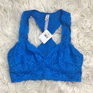 Free People Blue Lace Razor Back Lace Bra